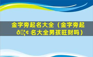 金字旁起名大全（金字旁起 🦢 名大全男孩旺财吗）